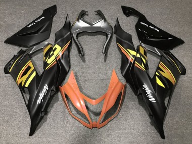 2013-2018 Kawasaki ZX6R Motorcycle Fairings - Matte Black Orange Gold Canada Websites
