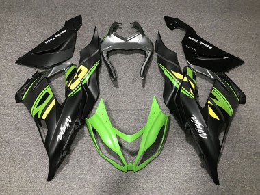 2013-2018 Kawasaki ZX6R Motorcycle Fairings - Matte Black Green Yellow Canada Websites