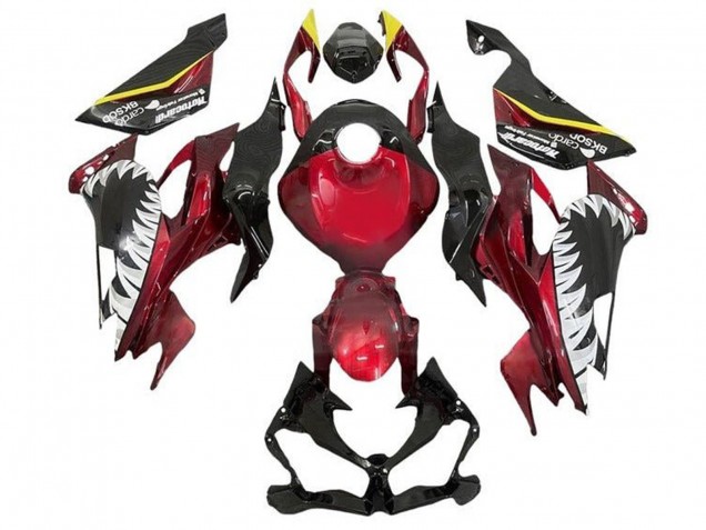 2019-2022 Kawasaki ZX6R Motorcycle Fairings - Candy Red Yellow White Shark Canada Websites