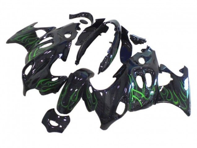 2004-2006 Suzuki GSX600F/GSX750F Motorcycle Fairings - Glossy Black Green Flame Canada Websites