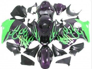 1996-2007 Suzuki GSXR1000 Motorcycle Fairings - Glossy Black Green Flame Canada Websites