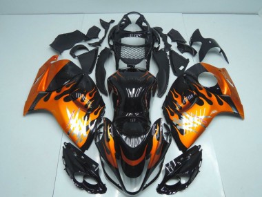 2008-2020 Glossy Black Orange Flame Suzuki GSXR 1300 Hayabusa Motorcycle Fairings Canada Websites