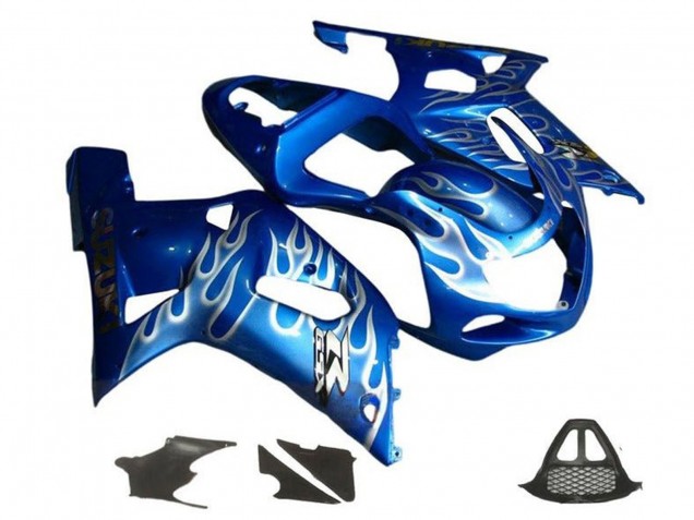 2000-2002 Suzuki GSXR1000 Motorcycle Fairings - Blue White Flame Canada Websites