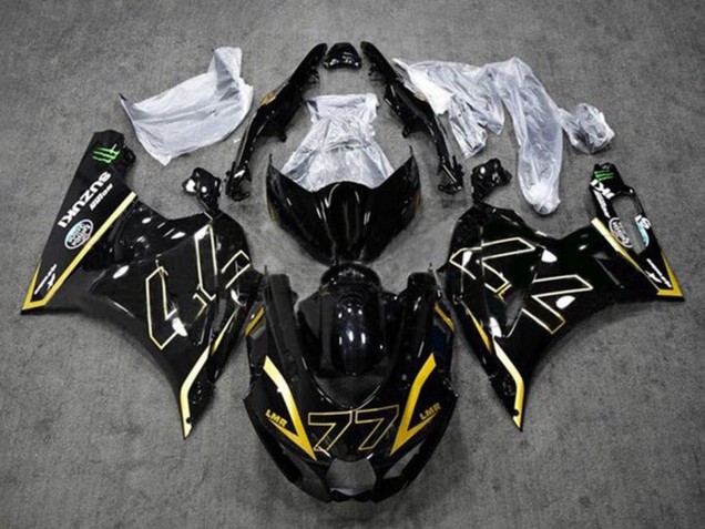 2017-2024 Suzuki GSXR1000 Motorcycle Fairings - Black Gold 77 Canada Websites