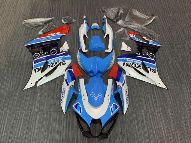 2017-2024 Suzuki GSXR1000 Motorcycle Fairings - White Blue Stripe Red Motul Canada Websites