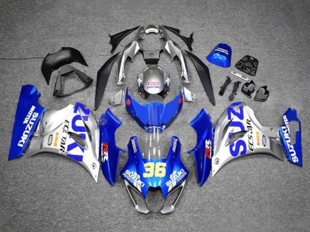 2017-2024 Suzuki GSXR1000 Motorcycle Fairings - Blue Silver Ecstar 36 Canada Websites