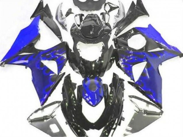2009-2016 Suzuki GSXR 1000 Motorcycle Fairing - Glossy Black Blue Flame Canada Websites