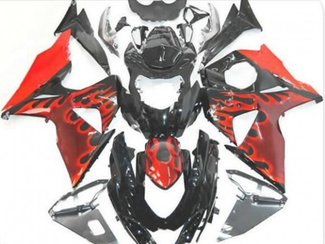 2009-2016 Suzuki GSXR 1000 Motorcycle Fairings - Glossy Black Red Flame Canada Websites