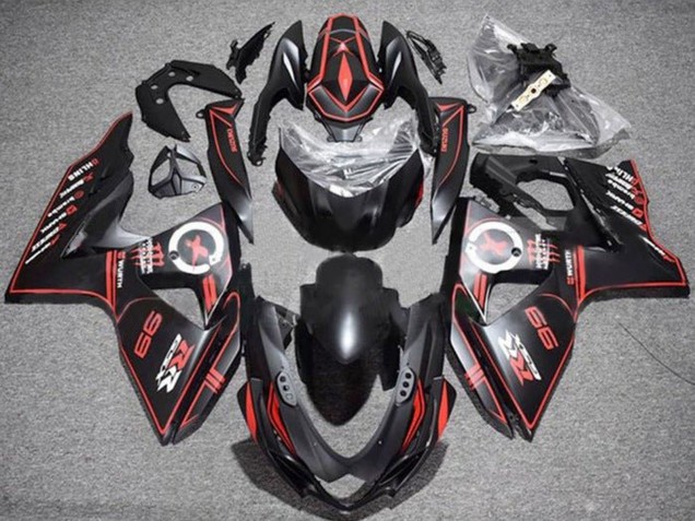 2009-2016 Suzuki GSXR 1000 Motorcycle Fairings - Matte Black Red Pinstripe Canada Websites