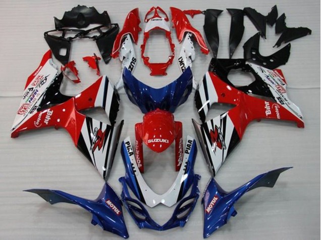 2009-2016 Suzuki GSXR 1000 Motorcycle Fairings - White Red Blue Black Stripe Canada Websites