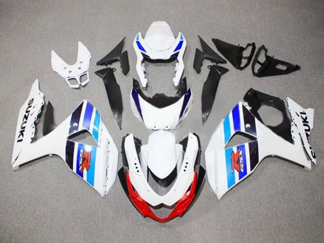 2009-2016 Suzuki GSXR 1000 Motorcycle Fairings - White Blue Red Black Stripe Canada Websites