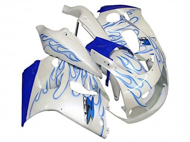 1996-2000 Suzuki GSXR 600 / GSXR 750 Motorcycle Fairings - White Blue Flame Canada Websites
