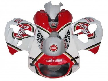 1996-2000 Suzuki GSXR 600 / GSXR 750 Motorcycle Fairings - White Red Lucky Strike Canada Websites