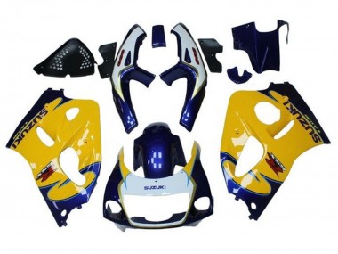 1996-2000 Suzuki GSXR 600 / GSXR 750 Motorcycle Fairings - Yellow Blue Tribal Canada Websites