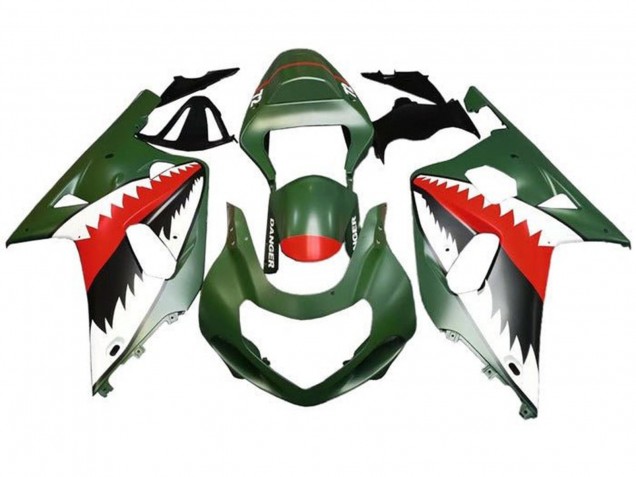 2001-2003 Suzuki GSXR 600 / GSXR 750 Motorcycle Fairings - Matte Army Green White Red Shark Canada Websites