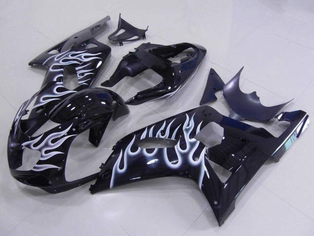 2001-2003 Suzuki GSXR 600 / GSXR 750 Motorcycle Fairings - Glossy Black White Flame Canada Websites