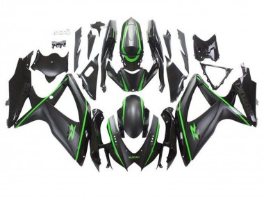 2008-2010 Suzuki GSXR 600 / GSXR 750 Motorcycle Fairings - Matte Black Green Stripe Canada Websites