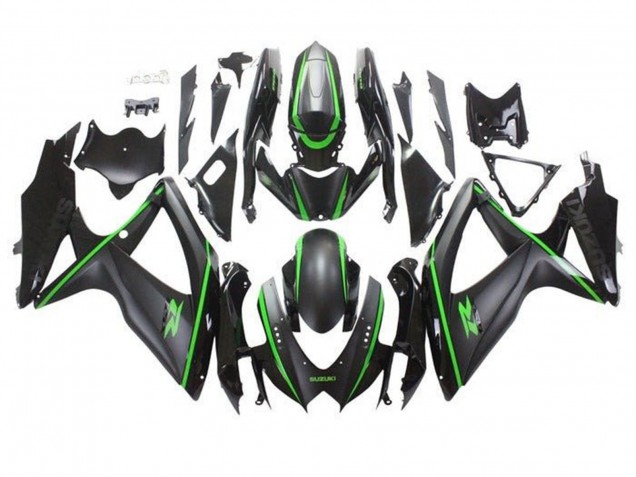 2008-2010 Suzuki GSXR 600 / GSXR 750 Motorcycle Fairings - Matte Black Green Stripe Canada Websites