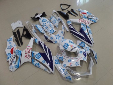 2008-2010 Suzuki GSXR 600 / GSXR 750 Motorcycle Fairings - White Blue Flower Red Nastro Azzurro Canada Websites