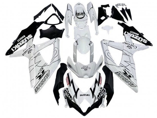 2008-2010 Suzuki GSXR 600 / GSXR 750 Motorcycle Fairings - White Black Alstare Corona Extra Motul Canada Websites