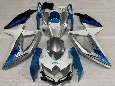 2008-2010 Suzuki GSXR 600 / GSXR 750 Motorcycle Fairings - White Silver Light Blue Black Canada Websites