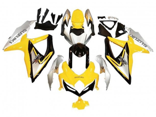 2008-2010 Suzuki GSXR 600 / GSXR 750 Motorcycle Fairings - Silver Yellow Glossy Black Canada Websites