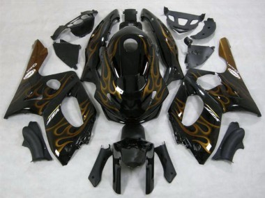 1996-2007 Yamaha YZF600R Thundercat Motorcycle Fairings - Black Dark Gold Flame Canada Websites
