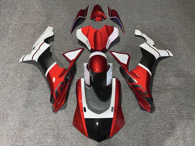 2015-2019 Yamaha YZF 1000 R1 Motorcycle Fairings - White Red Faux Carbon Fiber Canada Websites