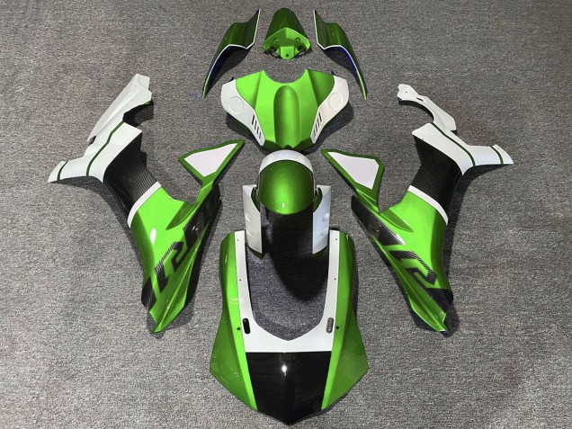 2015-2019 Yamaha YZF 1000 R1 Motorcycle Fairings - White Green Faux Carbon Fiber Canada Websites