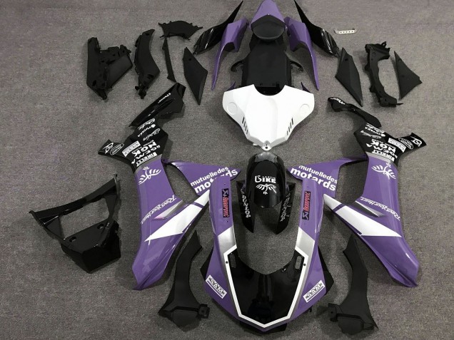 2015-2019 Yamaha YZF 1000 R1 Motorcycle Fairings - Purple White Glossy Black Motul SAM Canada Websites