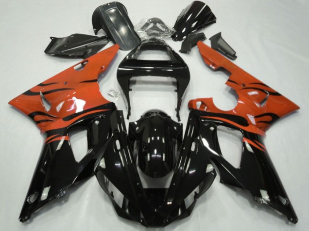 2000-2001 Yamaha YZF 1000 R1 Motorcycle Fairings - Orange Glossy Black Flame Canada Websites