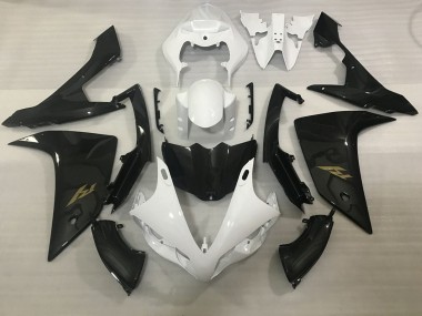 2007-2008 Yamaha YZF 1000 R1 Motorcycle Fairings - White Faux Carbon Fiber Gold Decal Canada Websites