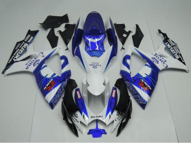2006-2007 Suzuki GSXR 600 / GSXR 750 Motorcycle Fairings - White Blue Black Corona Extra Motul Canada Websites