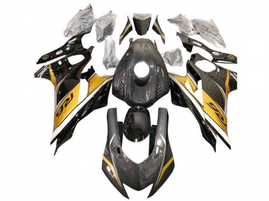 2017-2023 Yamaha YZF R6 Motorcycle Fairings - Gold White Black Faux Carbon Fiber Canada Websites