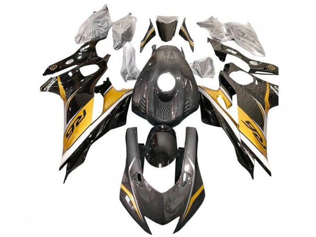 2017-2023 Yamaha YZF R6 Motorcycle Fairings - Gold White Black Faux Carbon Fiber Canada Websites