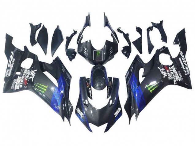 2017-2023 Yamaha YZF R6 Motorcycle Fairings - Blue Black Faux Carbon Fiber Green Monster Canada Websites