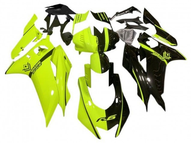 2017-2023 Yamaha YZF R6 Motorcycle Fairings - Neon Yellow Glossy Black Split Canada Websites
