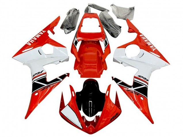 2003-2004 Yamaha YZF R6 Motorcycle Fairings - Red White Glossy Black Stripe Canada Websites