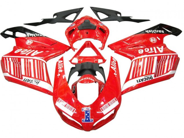 2007-2014 Ducati 1098 Motorcycle Fairings - White Red Glossy Black Alice 1 Canada Websites
