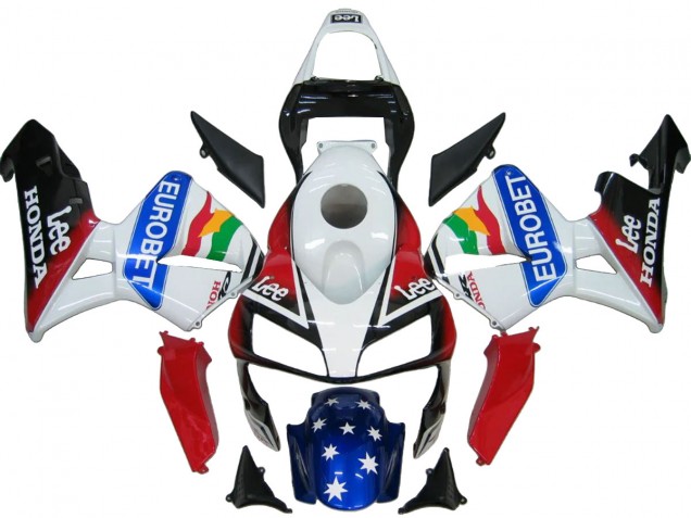 2003-2004 Honda CBR600RR Bike Fairings - White Red Blue Glossy Black EuroBet Canada Websites