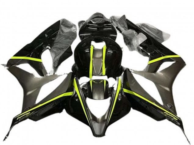 2007-2008 Honda CBR600RR Motorcycle Fairings - Glossy Black High Viz Yellow Canada Websites