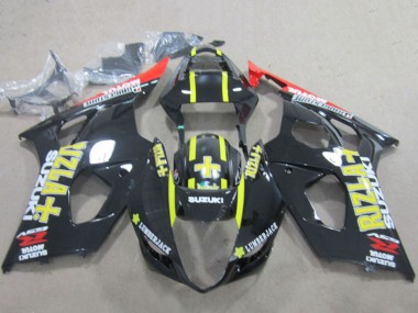 2003-2004 Suzuki GSXR 1000 Motorcycle Fairings - Glossy Black Red Yellow Rizla Canada Websites