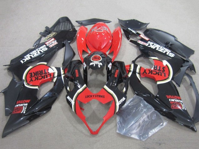 2005-2006 Suzuki GSXR 1000 Motorcycle Fairings - Black Red Lucky Strike Motul Canada Websites