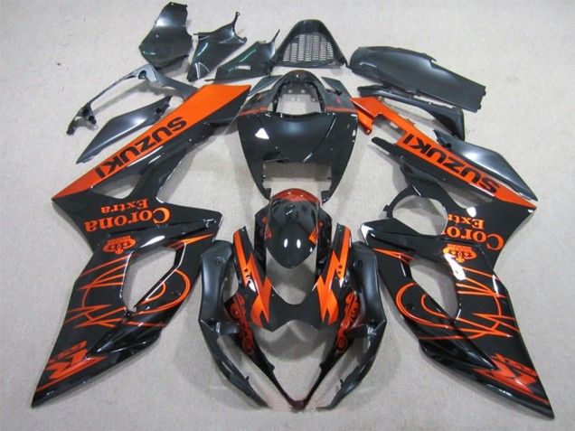 2005-2006 Suzuki GSXR 1000 Motorcycle Fairings - Glossy Black Orange Corona Extra Canada Websites