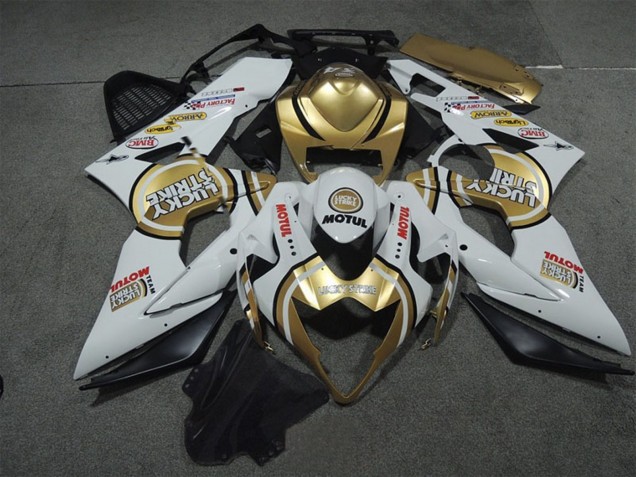 2005-2006 Suzuki GSXR 1000 Motorcycle Fairings - White Gold Lucky Strike Motul Canada Websites