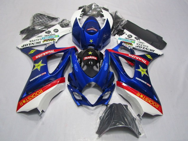 2007-2008 Suzuki GSXR 1000 Motorcycle Fairing Kits - White Blue Red Black Rockstar Canada Websites