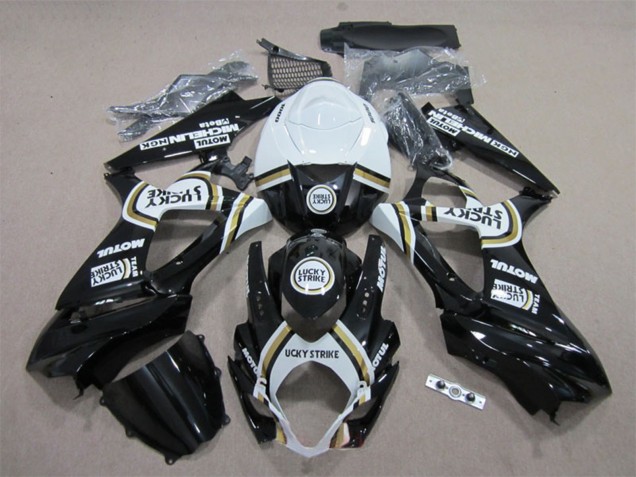 2007-2008 Suzuki GSXR 1000 Motorcycle Fairings - White Black Lucky Strike Motul Canada Websites