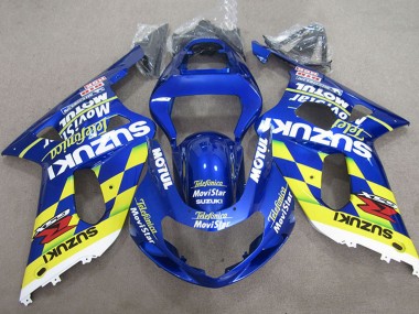 2001-2003 Suzuki GSXR 600 Motorcycle Fairings - Blue Yellow Telefumica MoviStar Canada Websites