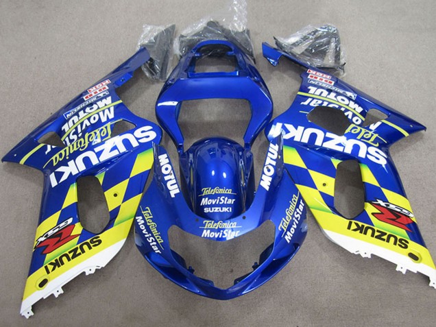 2001-2003 Suzuki GSXR 600 Motorcycle Fairings - Blue Yellow Telefonica MoviStar Canada Websites