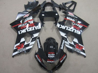 2004-2005 Suzuki GSXR 600 Motorcycle Fairings - Glossy Black Red White Telefonica MoviStar Canada Websites